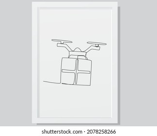 continuous line drawing drone brings gifts. Use it for design card, poster, banner, social Media post, fashion print
ecommerce calendar.