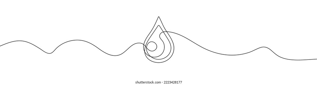 Continuous line drawing of drop. Water drop line icon. One line drawing background. Vector illustration. Water drop Continuous line icon