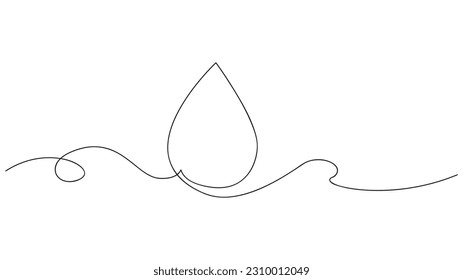 Continuous line drawing of drop. Water drop line icon.Vector illustration.