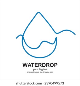 Continuous line drawing of drop. Water drop line icon. One line drawing background. Vector illustration. Water drop Continuous line icon