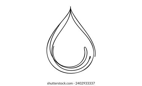 Continuous line drawing of drop. Water drop line icon. One line drawing background. Vector illustration. Water drop Continuous line icon