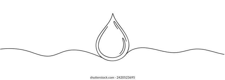 Dibujo continuo de línea de caída. Icono de línea de caída de agua. Fondo de dibujo de una línea. Ilustración vectorial.