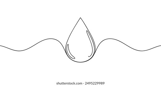 Dibujo de línea continua de caída. Icono de línea de gota de agua. Fondo de dibujo de una línea. Ilustración vectorial. Icono de línea continua