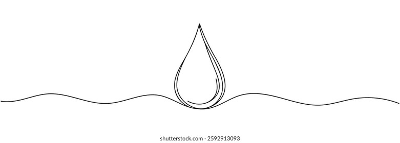Continuous line drawing of drop. Water drop line icon. One line drawing background. Vector illustration. Water drop Continuous line