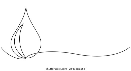 Continuous line drawing of drop. Water drop line icon. One line drawing background. Vector illustration. Water drop