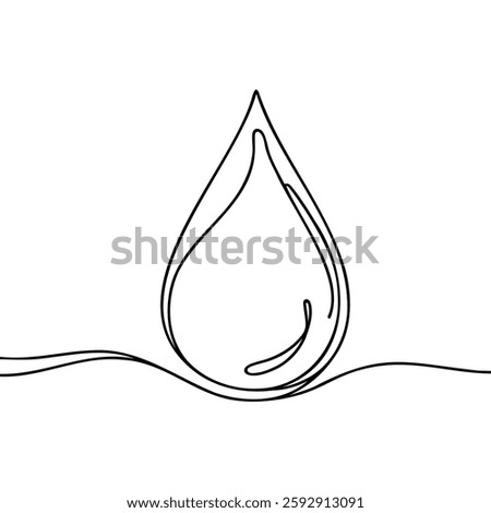 Continuous line drawing of drop. Water drop line icon. One line drawing background. Vector illustration. Water drop Continuous line