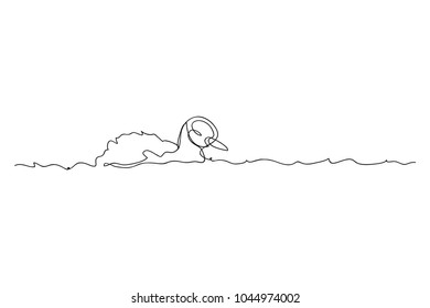 Continuous line drawing of a duck on water Vector Illustration