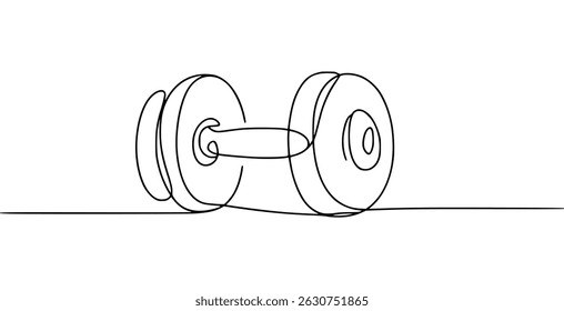 Continuous line drawing of a dumbbell
