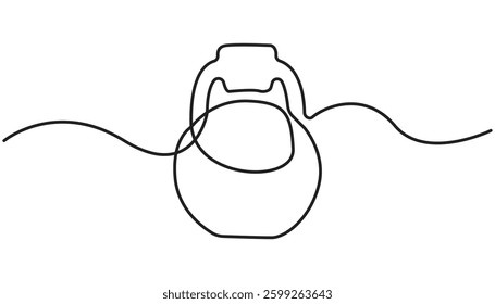 Continuous Line Drawing of Dumbbell Icon. Hand Drawn Symbol Vector Illustration.