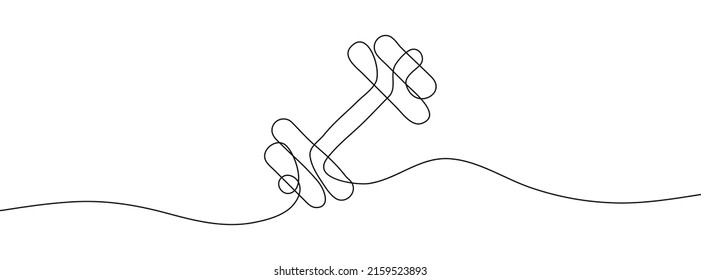 Continuous line drawing of dumbbell. Dumbbell linear icon. One line drawing background. Vector illustration. Dumbbell continuous line icon.