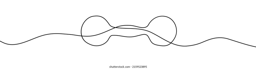 Continuous line drawing of dumbbell. Dumbbell linear icon. One line drawing background. Vector illustration. Dumbbell continuous line icon.