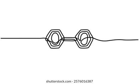 Continuous line drawing of dumbbell, Dumbbell linear icon, One line drawing white background, Heavy dumbbell isolated Vector illustration