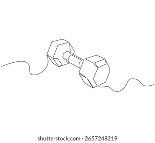 Dibujo de línea continua de mancuerna. Ilustración de una sola línea de mancuerna. concepto de entrenamiento. Esquema editable
