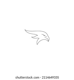 Continuous line drawing of eagle or falcon head. Hawk vector illustration animal bird minimalism for tattoo, logo, and poster. Simplicity style design.
