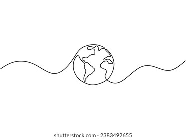 Dibujo continuo de líneas de la Tierra. Ilustración vectorial aislada. Diseño minimalista a mano.