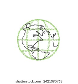 Globo terrestre de dibujo continuo de líneas. Imágenes, Fotos, Cartel Gratuitos. Vector de iconos de ilustración