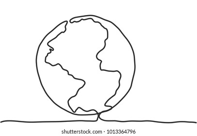 Continuous line drawing Earth on ground