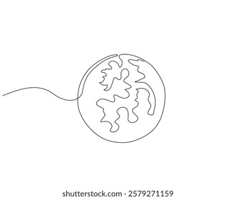 Continuous line drawing of earth planet. Single line illustration of world. Globe, geography vector outline. Editable outline