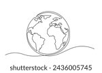 Continuous line drawing of earth vector.single-line globe world map vector illustration.
