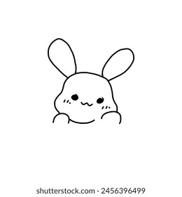 Continuous line drawing of Easter bunny, Black and white vector minimalistic hand drawn illustration