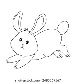 Continuous line drawing of Easter bunny animal. Draw Rabbit design vector graphic illustration