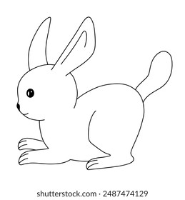 Continuous line drawing of Easter bunny animal. Draw Rabbit design vector graphic illustration