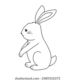Continuous line drawing of Easter bunny animal. Draw Rabbit design vector graphic illustration
