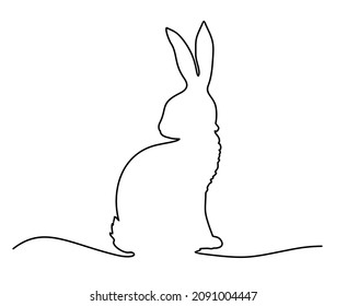 Continuous line drawing of easter rabbit. Easter Bunny continuous One Line drawing. Easter bunny banner in simple one line style. Continuous line drawing of cute rabbit vector illustration