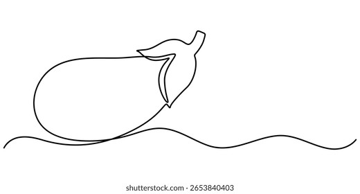  continuous line drawing eggplant illustration, Eggplant in continuous line art drawing style. linear sketch isolated on white background. Vector illustration.