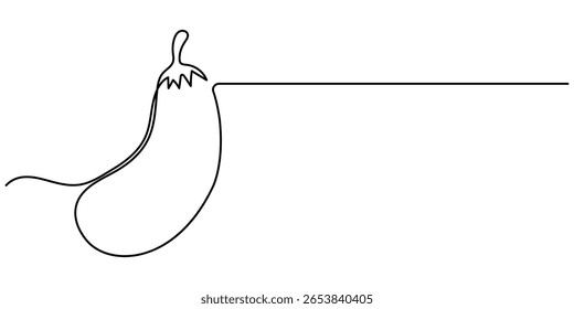  ilustración de berenjena de dibujo de línea continua, berenjena en estilo de dibujo de arte de línea continua. boceto lineal aislado sobre fondo blanco. Ilustración vectorial.