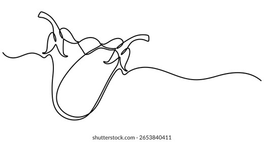  ilustración de berenjena de dibujo de línea continua, berenjena en estilo de dibujo de arte de línea continua. boceto lineal aislado sobre fondo blanco. Ilustración vectorial.