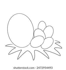continuous line drawing of eggs isolated on transparent background. Vector illustration