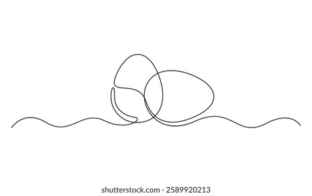 Continuous line drawing of eggs. Single line drawing egg. Vector illustration 