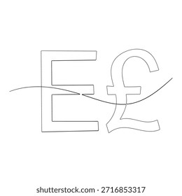dibujo de línea continua símbolo de la divisa de Egipto Ilustración vectorial