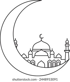 Continuous line drawing of Eid al adha vector illustration. Eid al Adha design.