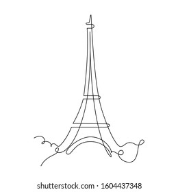 continuous line drawing of Eiffel Tower. Line illustration. Paris line art. Line icon