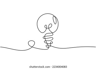 Continuous line drawing. Electic light bulb on white background. Startup business idea concept with editable stroke. Vector illustration
