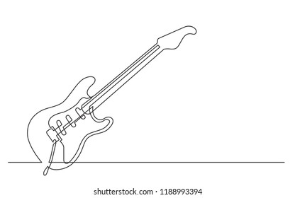 continuous line drawing of electric guitar with three single coil pickups and tremolo