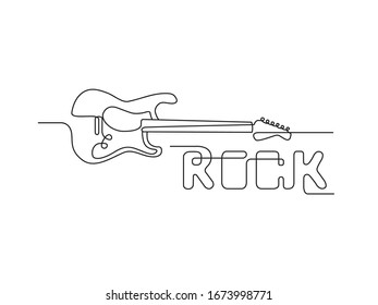 Continuous Line Drawing Of Electric Guitar