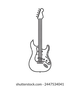 Dibujo de línea continua de guitarra eléctrica, bajo, Ilustración vectorial