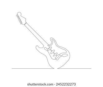 Dibujo de línea continua de guitarra eléctrica. Una línea de guitarra eléctrica. Concepto de instrumento de música de cuerdas arte de línea continua.