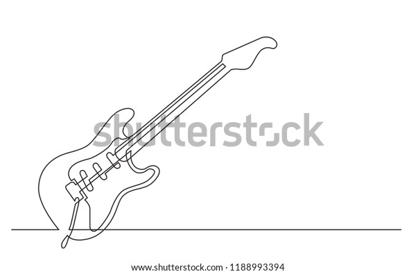 Continuous Line Drawing Electric Guitar Three Stock Vector Royalty Free 1188993394