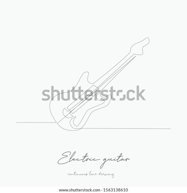 Continuous Line Drawing Electric Guitar Simple Vector Illustration