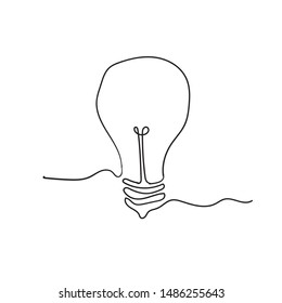 Continuous line drawing. Electric light bulb with handdrawn doodle style vector