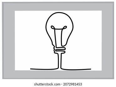 

Continuous line drawing. Electric light bulb. Eco idea metaphor. Vector illustration