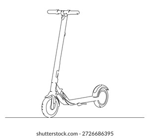 Desenho de linha contínua de Scooter elétrico. Ilustração de linha única de Scooter elétrico, ilustração, conceito de transporte. Conceito de tecnologia. Descrição editável.