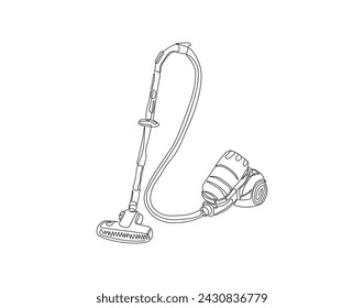 Continuous Line Drawing Of Electric Vacuum Cleaner Machine. One Line Of Vacuum Cleaner. Electric Vacuum Continuous Line Art. Editable Outline.
