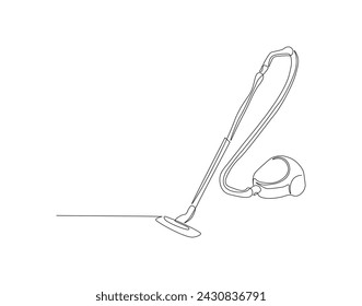 Continuous Line Drawing Of Electric Vacuum Cleaner Machine. One Line Of Vacuum Cleaner. Electric Vacuum Continuous Line Art. Editable Outline.
