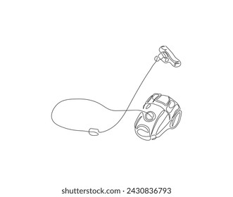 Continuous Line Drawing Of Electric Vacuum Cleaner Machine. One Line Of Vacuum Cleaner. Electric Vacuum Continuous Line Art. Editable Outline.
