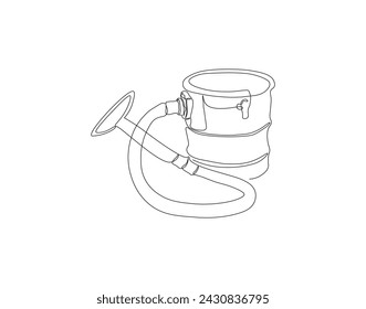 Dibujo De Línea Continua De La Máquina De Aspiradora Eléctrica. Una Línea De Aspirador. Línea continua de vacío eléctrico. Contorno editable.
